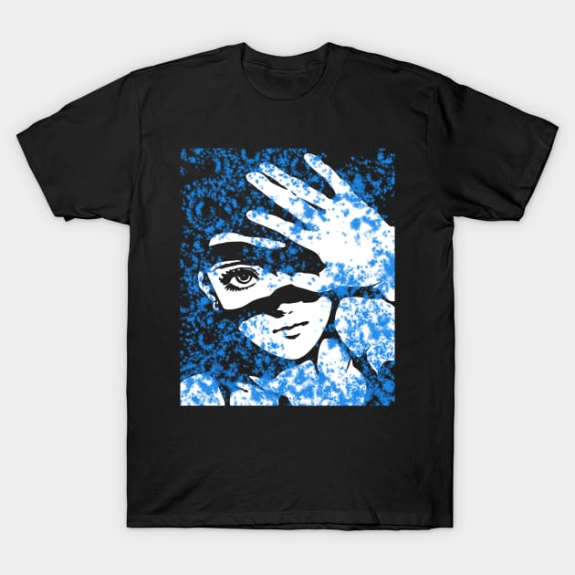 Punk Fashion Style Light Blue Glowing Girl T-Shirt by Punk Fashion